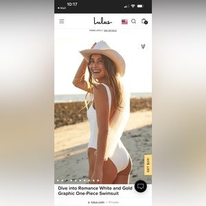 Dive into Romance White and Gold Graphic One-Piece Swimsuit BRIDE size Medium